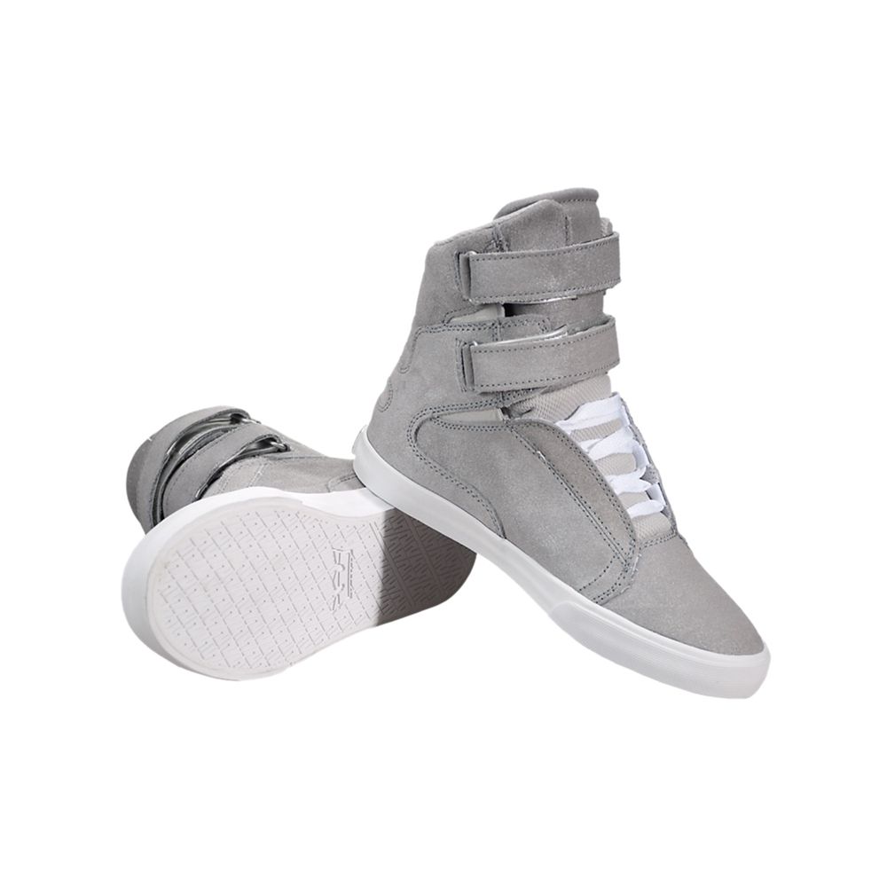 Baskets Montantes Supra Society II Grise Silver/White Femme | DSC-58623073